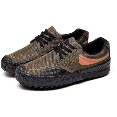 Chaussures Jiefang Semelle en Caoutchouc Assurance Travail Antidérapantes Talon Plat Tige Basse Jaune Balles Chaussures en Caoutchouc Respirantes Chantier Chaussures d'Entraînement Militaire 45