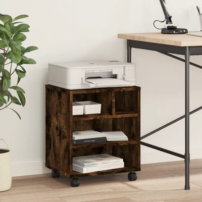 vidaXL - Printerkastje - met - wielen - 41x32x48 - cm - gerookt - eikenkleurig