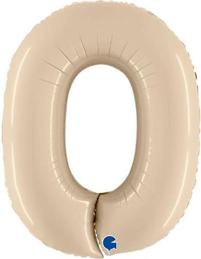 Folieballon Cijfer 0 Satin Cream - 100 cm