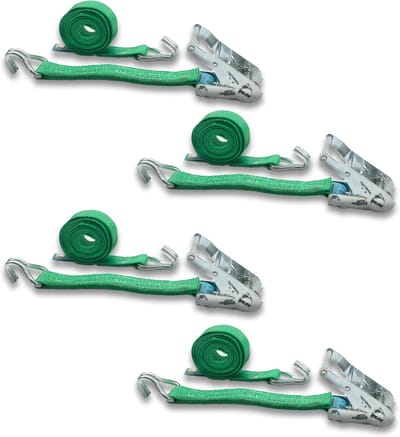 Spanbanden Set - Bevestigingsbanden - Vastzetten Cargo - Robuuste Profielhaken - 35mm x 4m - Groen