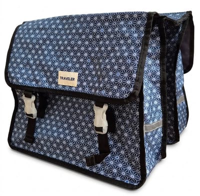 Traveler Dubbele fietstas met gekoppeld patroon blauw