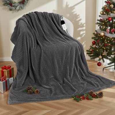 Verwarmd Dekentje - Zachte Fleece - Comfort Verwarmen - 6 Warmtestanden - 130x180 cm - Grijs