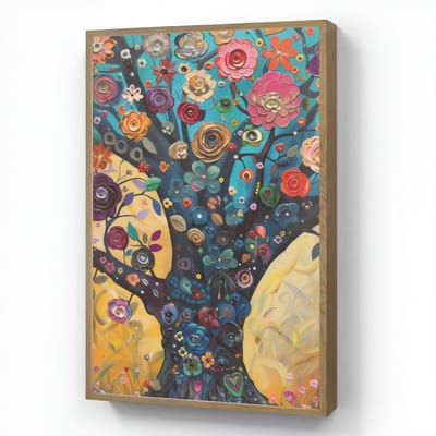 Wandlamp 60x90 cm - Oplaadbaar - Boom - Levensboom - Kleurrijk - Bloemen - Modern - Wandlampen binnen woonkamer - Slaapkamer lamp - Decoratieve nachtlamp - Vloerlamp draadloos