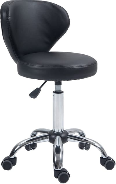 Massagekruk - 49-64 cm - Draaibaar en In Hoogte Verstelbaar met Ergonomische Rugleuning - Kunstleer - Zwart