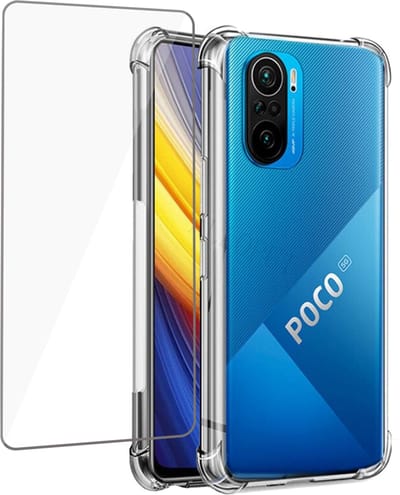 Hoesje geschikt voor Xiaomi Poco F3 5G - Case Transparant + Beschermglas Screenprotector