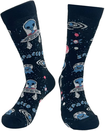 Tutti Footi - Ruimte Sokken – Grappige Aliens & UFO's – Maat 37-41 – Unisex – Zwart