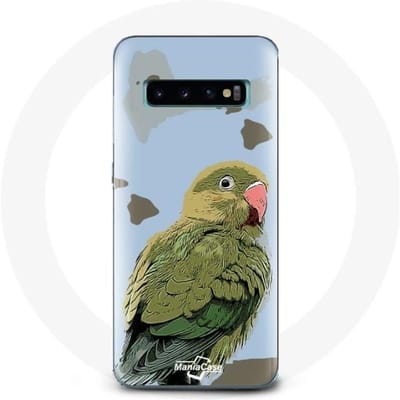 Coque - Samsung - Galaxy S10 - Souple - Perruches Oiseaux - Vert vert