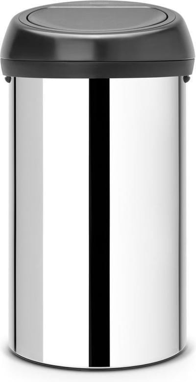 Brabantia Touch Bin Prullenbak - 60 liter - Brilliant Steel / Matt Black deksel