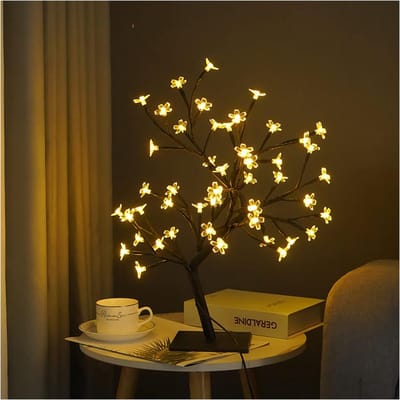 LED Bonsai Boom Lamp voor Tafel, Decoratieve Verlichting voor Thuis en Kantoor, Creëer een Ontspannen Sfeer met Stijlvolle Decoratie (Zwart, 48 Lichten)