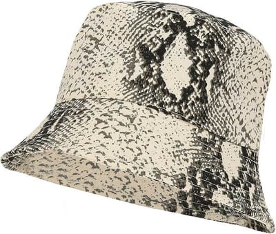 Sarlini Vissershoedje/zonnehoedje slangenprint - beige - one size - volwassenen - bucket hat