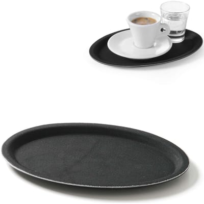 HENDI Ovaal dienblad met antislip – glasvezel versterkt – 200x265 mm – zwart