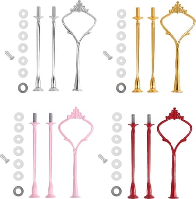 Set van 4 stuks met 3 niveaus en 3 verdiepingen, metalen stangen voor feestjes, bruiloften en picnics