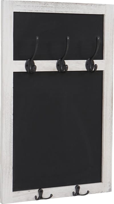 Wandkapstok MCW-C51, kapstok krijtbord, 5 haken 55x34cm ~ wit, shabby