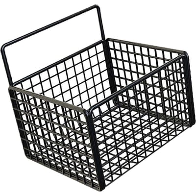Aan de muur gemonteerde opbergmand Zonder boren Zelfklevende metalen draad hangmand voor keuken, voorraadkast, badkamerorganisatie zwart