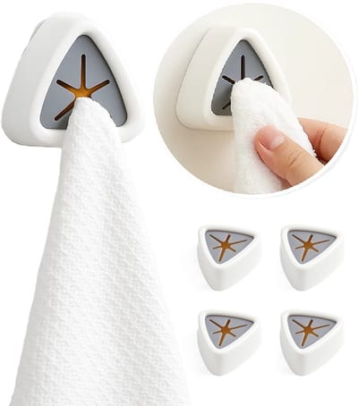 Set van 4 Zelfklevende Handdoekhouders – Geen Boren Nodig – Voor Badkamer & Keuken – ABS & Siliconen – Sterke Grip – Wit