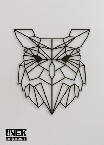 Wanddecoratie Polygon | Uil - XL (72x80cm)