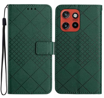 Coverup Hoesje - Geschikt voor Motorola Edge 60 Neo Hoesje - Coverup Rhombus Book Case - Groen