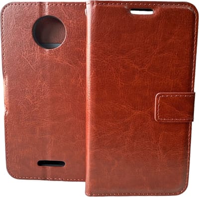 Portemonnee Book Case Hoesje Geschikt voor: Motorola One C Plus -Bruin
