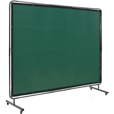 Lasafscherming met Frame, 6' x 8' Lasgordijn Scherm, Vlamvertragend Vinyl Lasbeschermingsscherm op 4 Zwenkwielen (2 Afsluitbaar), Verplaatsbaar &