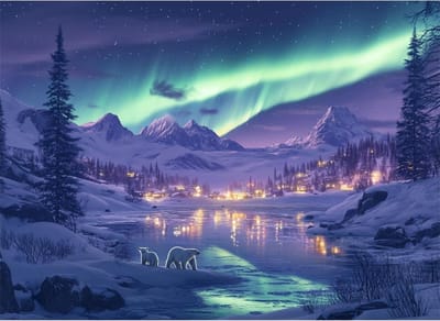 1000-delige puzzel voor volwassenen, noorderlicht en ijsbeer, onmogelijk, moeilijk, uitdagend voor tieners, 1000-delige natuurpuzzel, 70 x 50 cm
