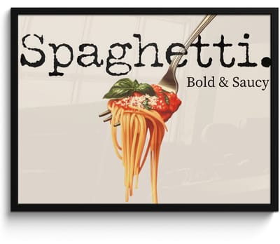 Poster in lijst - Fotolijst 70x50 cm - Posters - Spaghetti - tomatensaus - Parmezaanse kaas - Posterlijst zwart - Decoratie - Wanddecoratie woonkamer - Muurdecoratie slaapkamer
