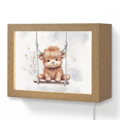 Wandlamp 20x15 cm - Oplaadbaar - Schotse hooglander - Dier - Kinderen - Wandlampen binnen woonkamer - Slaapkamer lamp met kabel - Decoratieve nachtlamp - Vloerlamp snoer