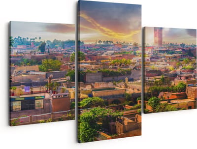 Artaza Canvas Schilderij Drieluik Medina van Marrakesh in Marokko - 150x120 - Groot - Foto Op Canvas - Canvas Print