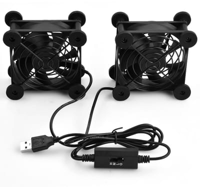 2 stuks 5 V USB PC koelventilator, 120 mm, ventilator voor computerbehuizing, ultrastil, dubbele kogellagers, borstelloze fans, 1500 rpm, voor router, AV-kast, tv-box (120 mm)