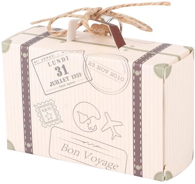 Dailygoods- Kompas Geschenkdose Set - 20 Stuks - Mini Koffer - Decoratieve Souvenirs - Bruiloft/Party - Inclusief Hennep en Tags - Trouwbedankjes