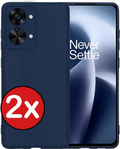 Hoesje - 2 Stuks - Geschikt voor OnePlus Nord 2T - Sterk & Shockproof - Telefoonhoes - Back Cover - Case Siliconen - Telefoon Hoes - Donkerblauw