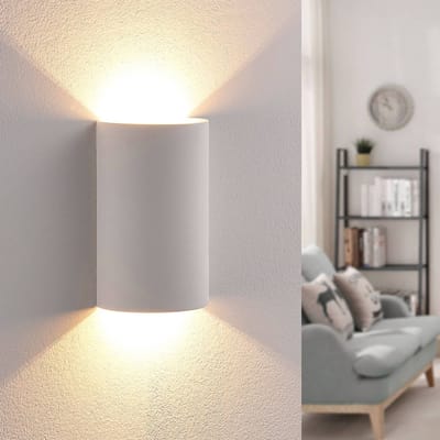 Lindby LED wandlamp Jenke, hoogte 16 cm, wit, gips