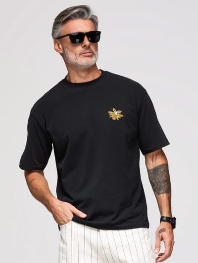 OMBRE T-shirt - Loose Fit - Katoen - Korte Mouw Zwart S