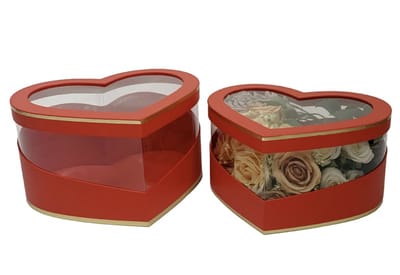 Luxe Hartvormige Cadeaudoos met Transparant Deksel - 28*24.5*14.2 cm - Rood - Geschenkverpakking voor Cadeaus & Sieraden - Stevig & Herbruikbaar