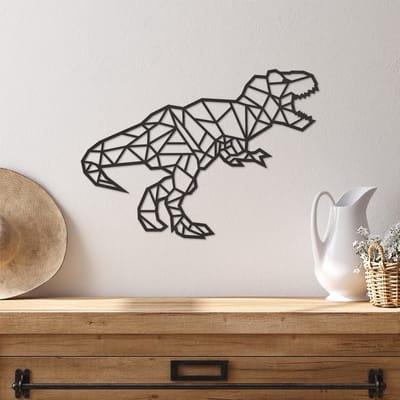 Wanddecoratie T-Rex Dinosaurus - Muurdecoratie Dino - Muurdecoratie Hout - Wanddecoratie Hout - Muurdecoratie Woonkamer - Wanddecoratie Woonkamer - Wanddecoratie Dieren - Wanddecoratie Dinosaurus - Wall Line Art - 40.5 x 29 cm