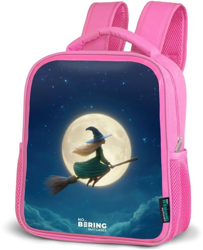 NoBoringSuitcases.com® - Rugzak roze - Schooltas meisjes - Heks in Maanlichtvlucht - Kinder rugtas meisje - Boekentas kind - Kinderrugzak voor school - Schoolrugzak