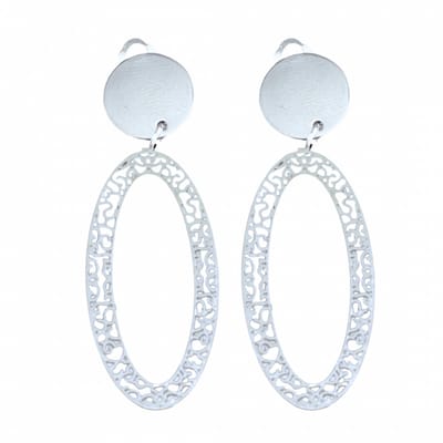 Clip oorbellen- zilverkleur- filigraan- open ovaal- geen gaatje- Charme Bijoux