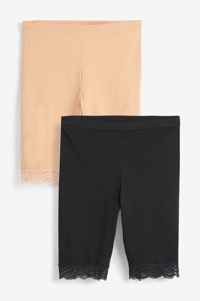 Next - Dames - Set van 2 anti-schuur shorts van katoenmix - Zwart