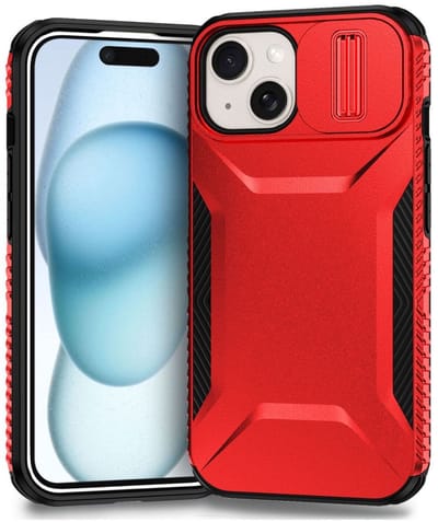 Hoesje Geschikt voor Apple iPhone 15 | Back Cover met Camera Slider | Schokbestendige Case | Camera Cover | Stevig | Rood