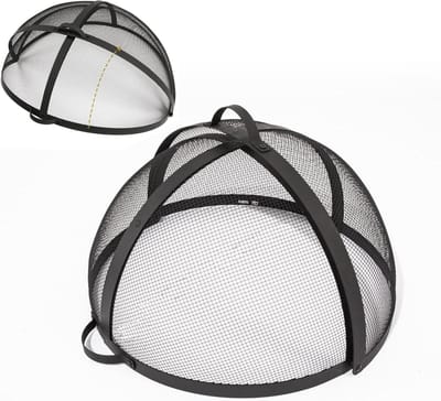 Ronde Vuurkorf Deksel - Vonkenscherm Ember Deksel - Veilig Vuur Maken - Met Scharnier Opening - 30 Inch - Zwart