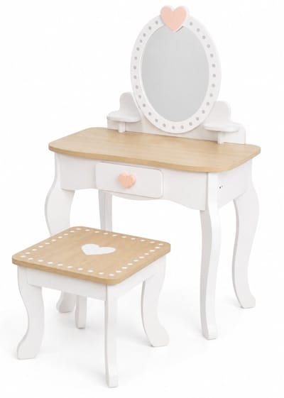 DnA® Make Up Tafel Kind - Kaptafel Kind - Make Up Tafel Kinderen - natuurlijk hout -‎20cm x 13cm x 34cm
