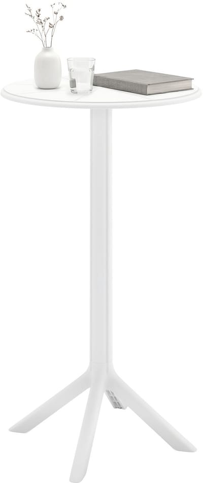 CLP Tomas Bartafel - Rond Ø60 cm - Weerbestendig & UV-bestendig - Kunststof Buitentafel - Hoogte 107 cm - wit