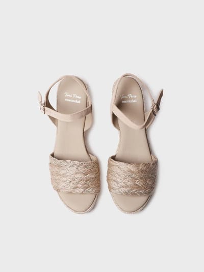 Dames espadrille van gevlochten jute met sleehak en gesp | ROCIO-PH