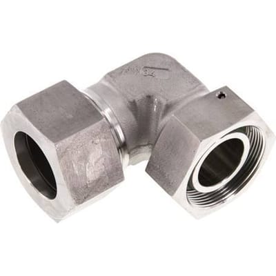 M52x2 x 38S RVS Verstelbaar L-Fitting 90graden met Afdichtconus en O-ring 315 Bar DIN 2353 - FL2E-NC-STFP-52-38-SO