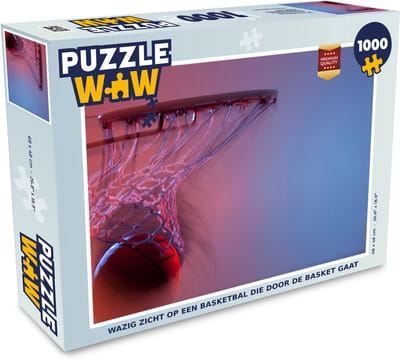 Puzzel Wazig zicht op een basketbal die door de basket gaat - Legpuzzel - Puzzel 1000 stukjes volwassenen