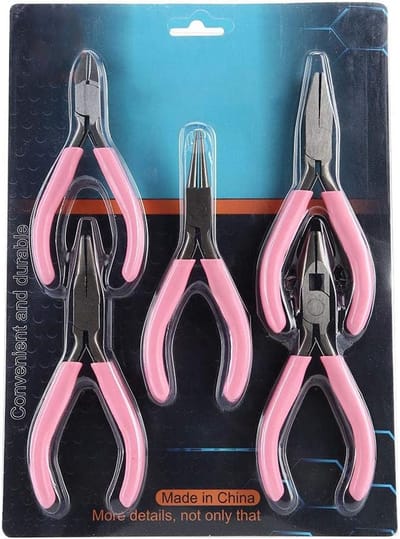 Tangenset Sieraden Maken - Mini Handwerk Gereedschap - DIY Knutselen - Vijf Verschillende Vormen - Compact Formaat - Roze