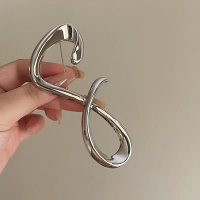 Grote Statement Mode Irreguliere Geluksgetal Broches Voor Vrouwen Persoonlijkheid Sieraden Broche Spelden zilver