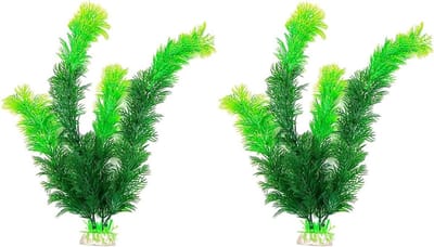 Kunstmatige Waterplanten voor Aquarium - Aquatic Greenery Decoratie - Set van 2 - Natuurlijke Aquascape - Aquariump lantdecoratie - Groene Waterplanten (30cm)