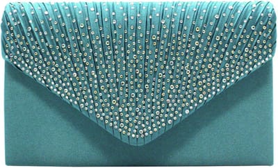 N3 Collecties Vrouwen Mode Elegante Zijden Riem Clutch Handtas Tas-Licht Blauw