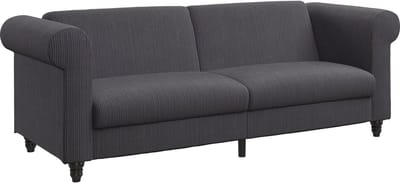 Felix II 3-Zits Slaapbank met Uitschuifbaar Bed - Antraciet Cord & Microvezel - 236 cm - Antraciet Stof