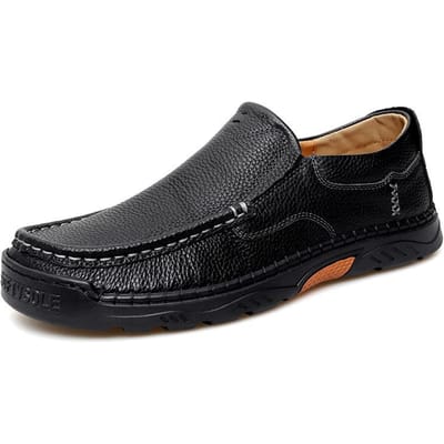 Nieuwe Heren Leren Schoenen van Eerste Laags Koeienhuid voor Lente en Zomer Leren Zakelijke Casual Schoenen Zachte Zool Wilde Herenschoenen 47 zwart